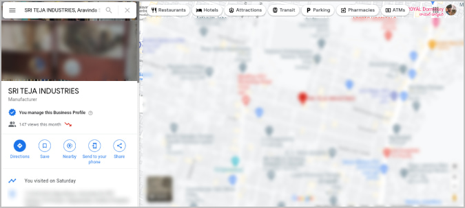 Location Page on Google Maps Web