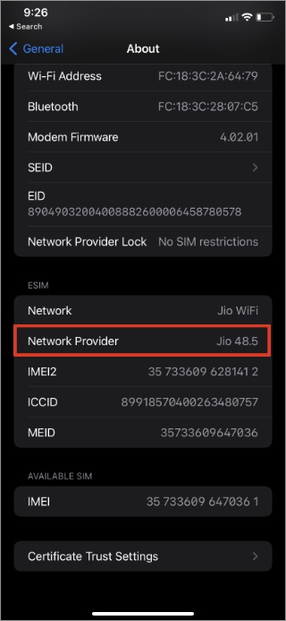 update network provider