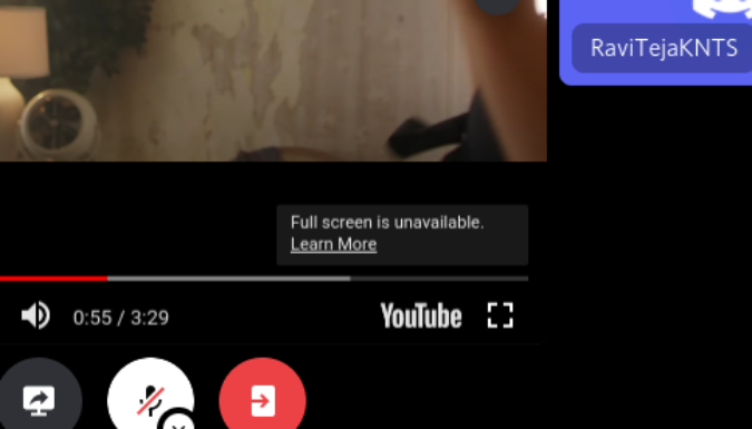 Full Screen in Unavailable notice on Discord Watch Together