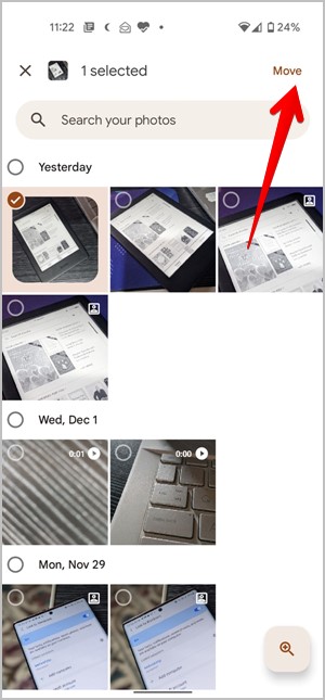 Google Photos Locked Folder Move Items