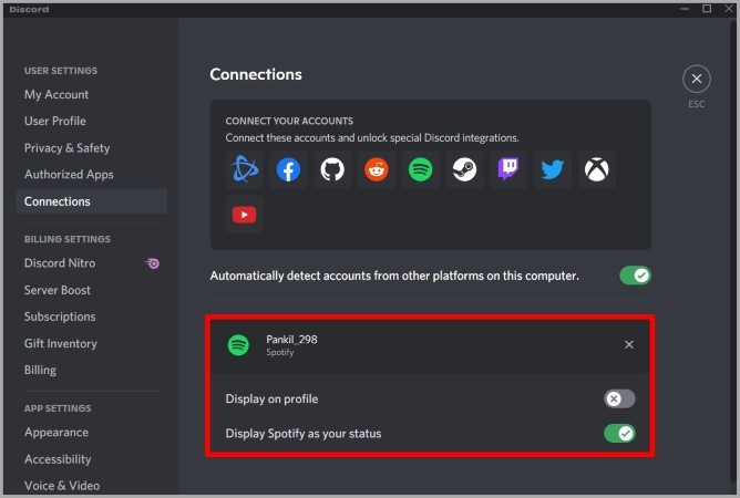 Spotify Linked on Discord