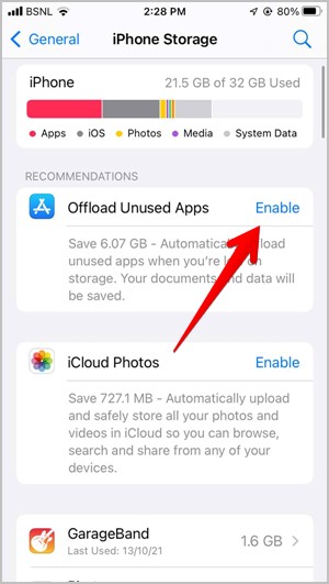 Storage Full iPhone Offload