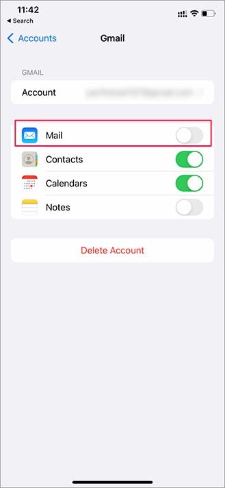 disable gmail on iPhone