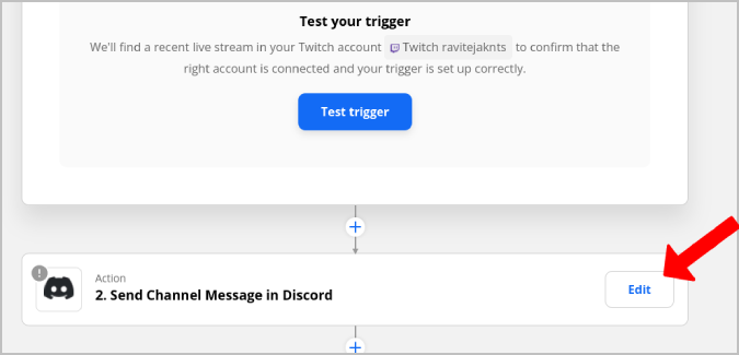 Editing channel message Discord options in Zapier