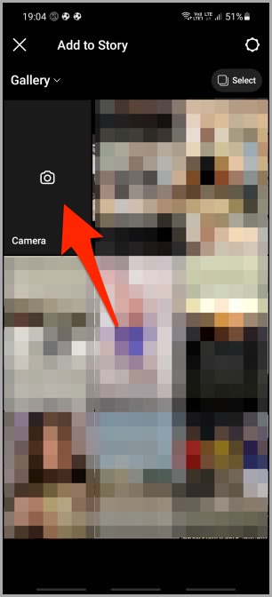 camera in your story on instagram android app