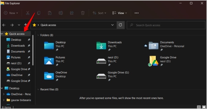 quick access menu in windows computer