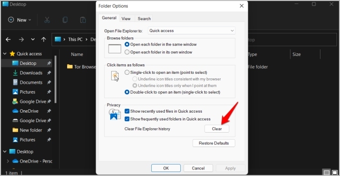 windows 11 file explorer options for quick access menu