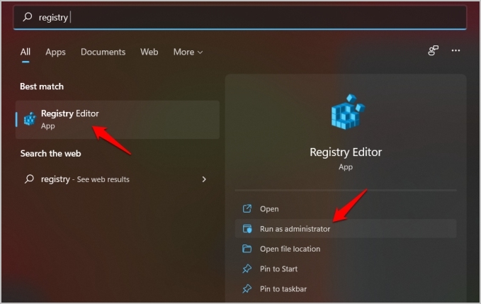 opening registry editor in windows 