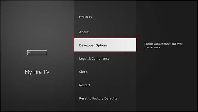 developer options in fire tv stick