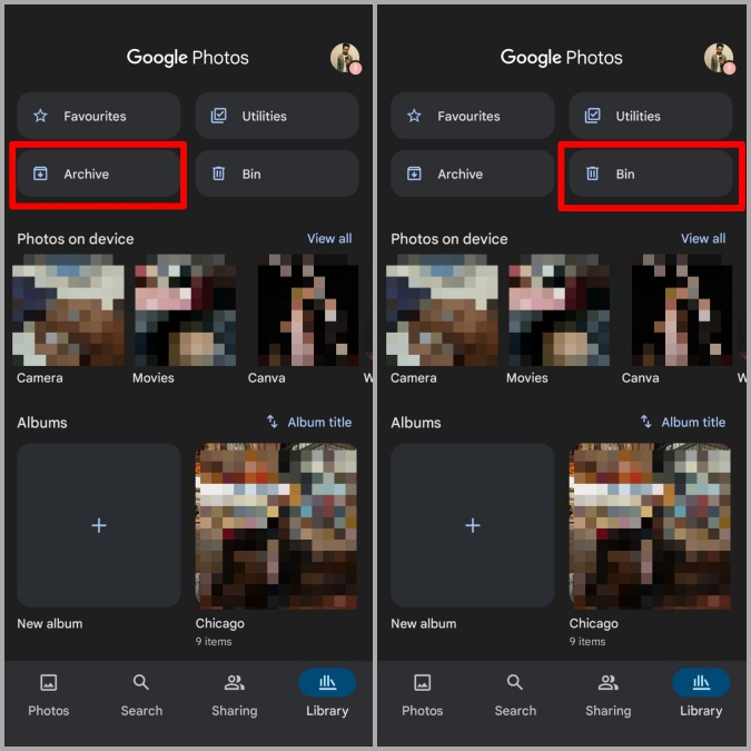 Archive and Bin Folders in Google Photos