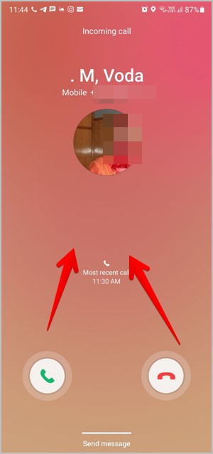 Samsung Answer Call Swipe