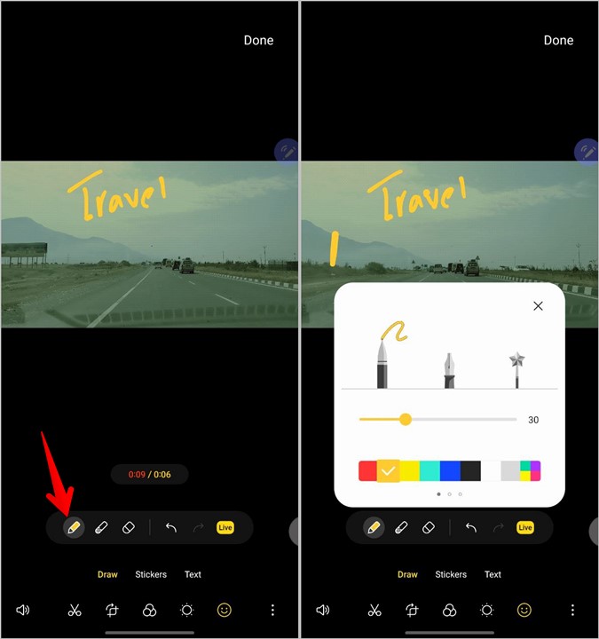 Samsung Edit Videos Doodle Change Pen Mode