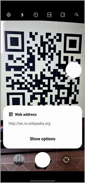 Cámara de código QR de escaneo Samsung