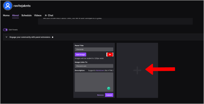 adding donation panel in twitch