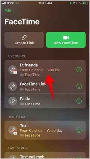 Facetime links Schedule Call