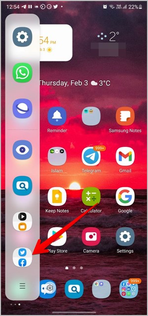 Par de aplicaciones de pantalla dividida de Samsung abierto