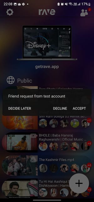 friend request on rave app android 
