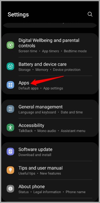 Apps Settings on Samsung Galaxy Phone