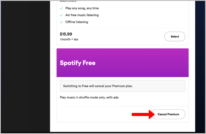 Cancelling Premium on Spotify