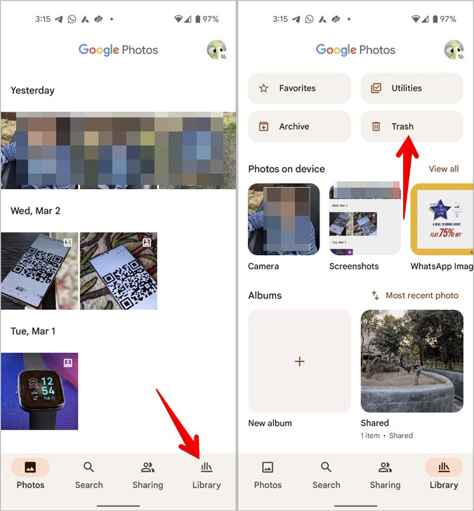 Samsung Google Photos Trash