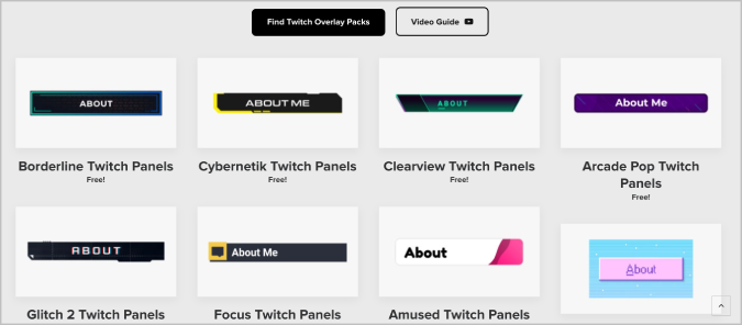 Twitch Panel Templates on NerdorDie site