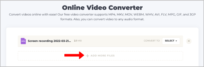 Adding multiple videos to online video converter
