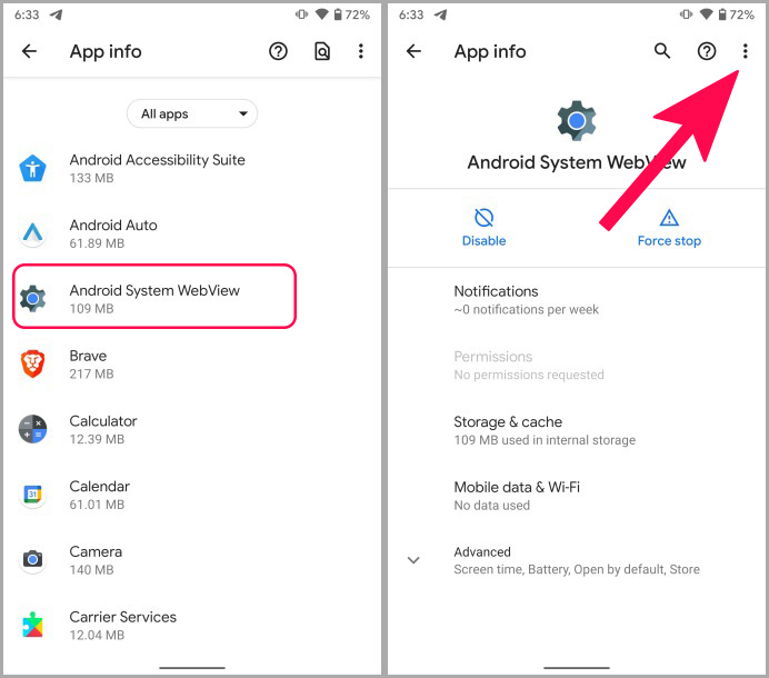 android system webview settings android