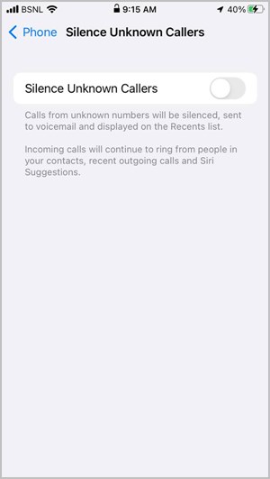 iPhone Silence Unknown Callers Feature
