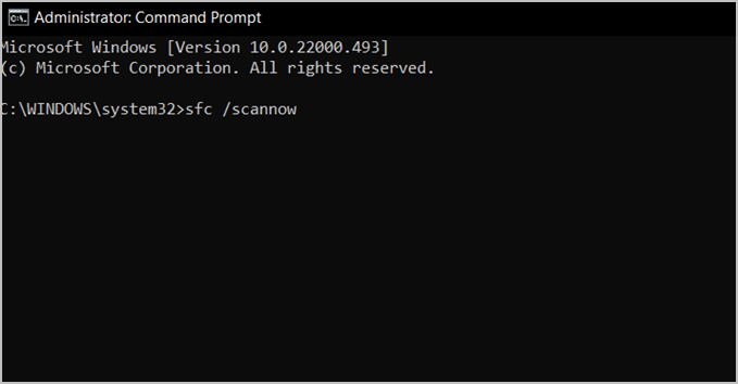 sfc scan command in cmd on windows 11