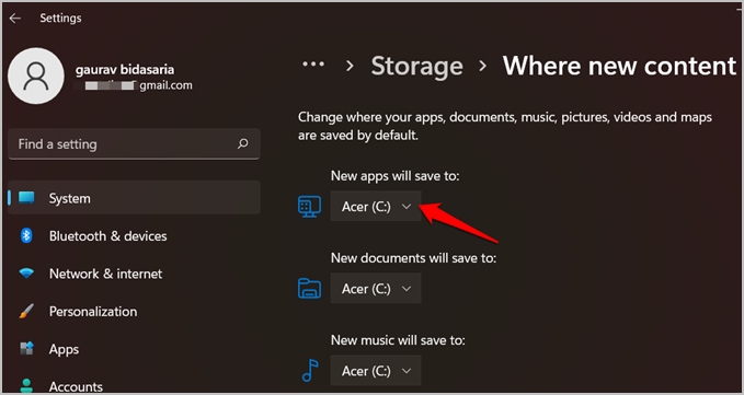 windows 11 where new apps are installed settings