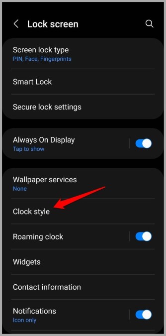 Lock Screen Clock Style on Samsung Phone
