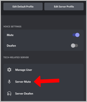 server muting a user on Discord mobile