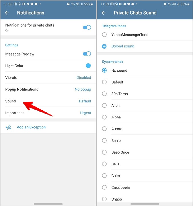 Telegram Android Settings Sound