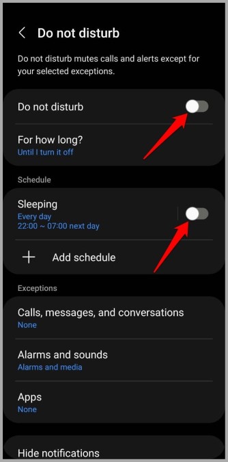 Turn Off Do Not Disturb Mode on Samsung Phone