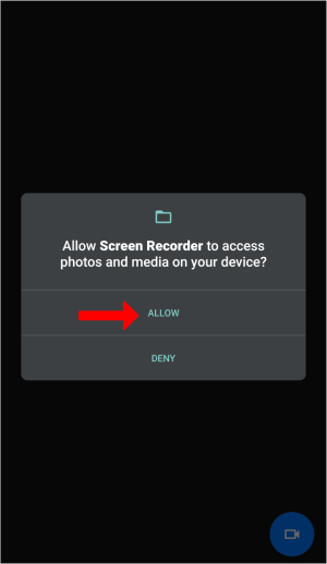 Granting permission to storage for third-party screen recorder