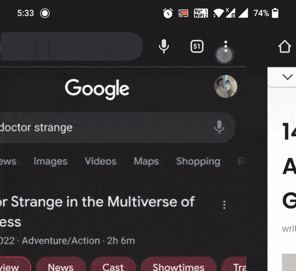 Swiping Through Tabs on Chrome Browser on Android/iOS