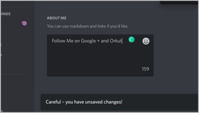 Adding About Me info on Discord