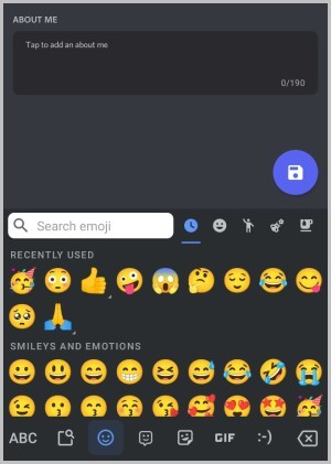 Using System Emojis in About Me page 