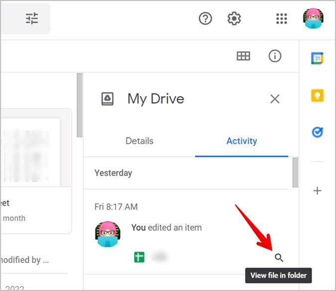 Google Drive My Drive Activity View File