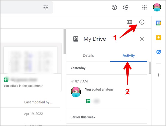 Google Drive My Drive Activity