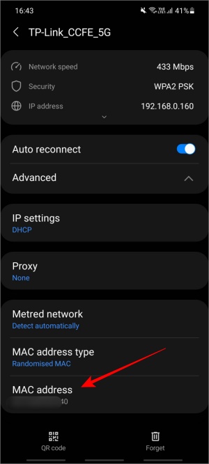 mac address of samsung galaxy phone in settings