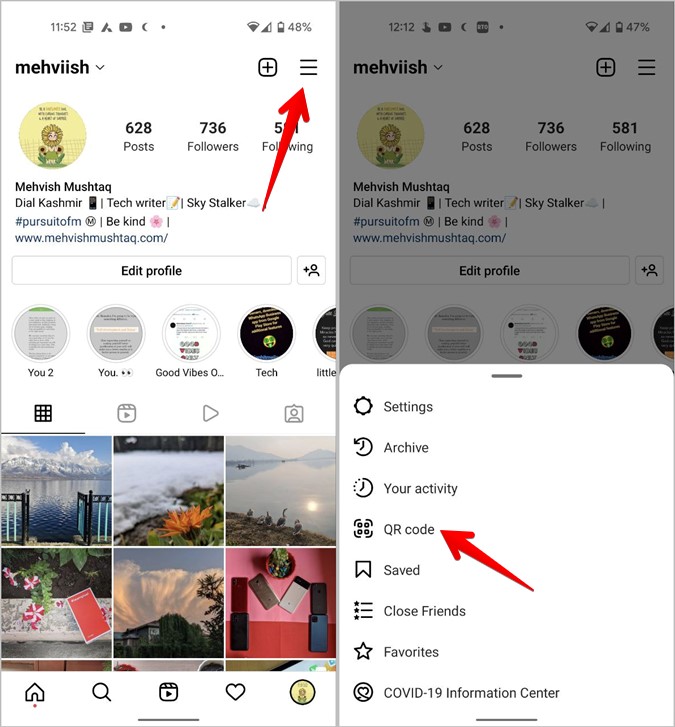 QR-Code des Instagram-Profils