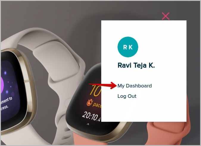 Opening Fitbit dashboard on the web