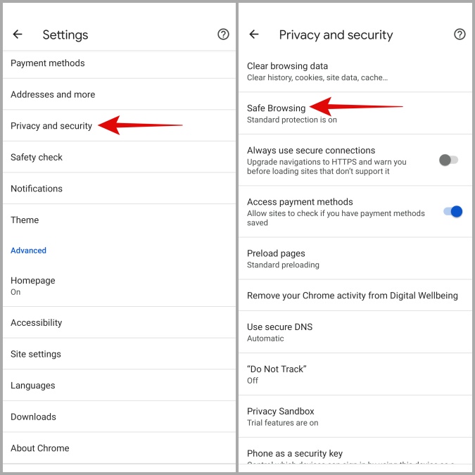 Navegación segura en Chrome para Android