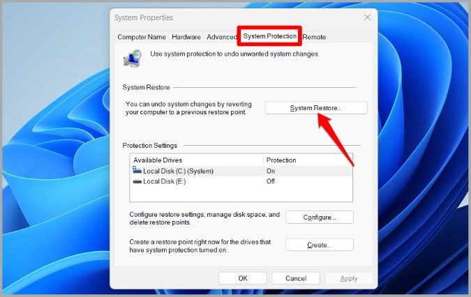 System Restore Point on Windows 11