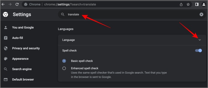 chrome browser language settings
