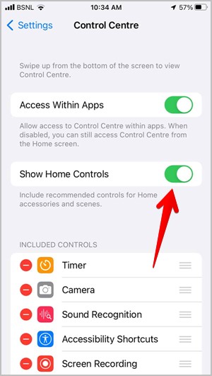 iPhone Control Center Home Card Disable