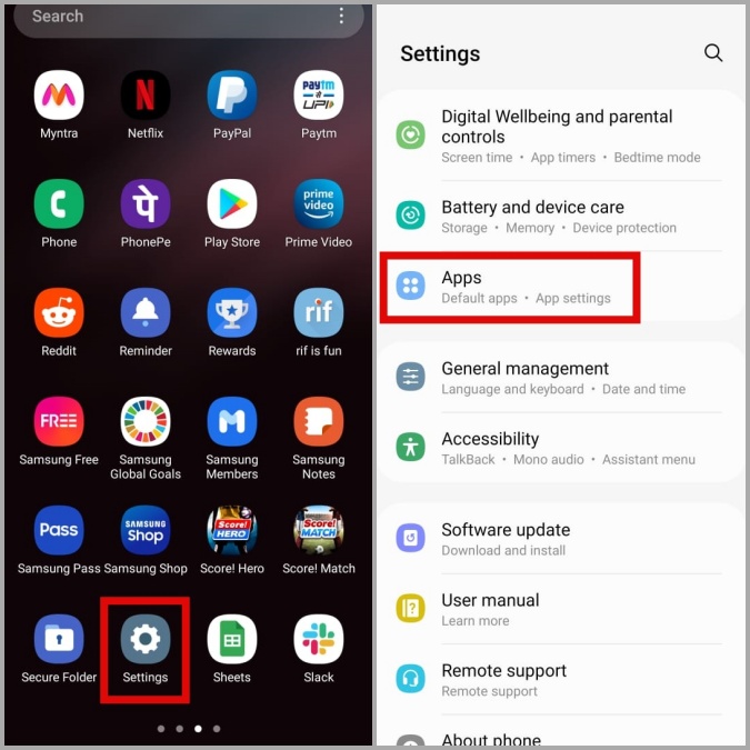 Apps on Samsung Phone