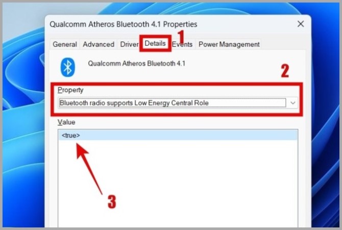 Bluetooth Properties on Windows 11