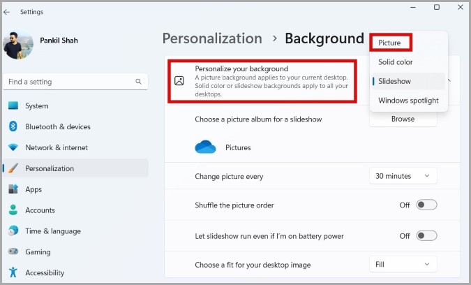Disable Automatic Background Slideshow on Windows 11